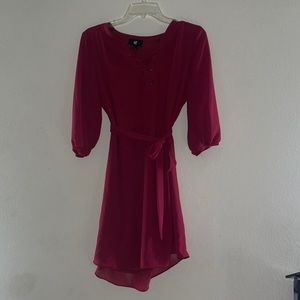 Wine Red 3/4 Sleeve Dress!